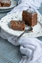 Yummy sliced chocolate cake,holday dessert themes Royalty Free Stock Photo