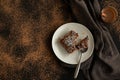 Yummy sliced chocolate cake,holday dessert themes Royalty Free Stock Photo