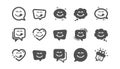 Yummy smile icons. Emoticon with tongue lick mouth. Smile speech bubble. Classic set. Vector