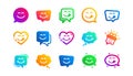 Yummy smile icons. Emoticon with tongue lick mouth. Smile speech bubble. Classic set. Vector