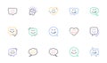 Yummy smile line icons. Emoticon with tongue lick mouth. Smile speech bubble. Linear set. Vector