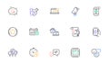 Yummy smile, Smartphone broken and Last minute line icons for website, printing. For design. Vector
