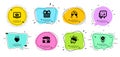 Yummy smile, Smile and Surprise boxes icons set. Champagne glasses, Surprise and Web shop signs. Vector