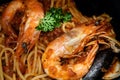 Yummy Spaghetti with seafood Royalty Free Stock Photo