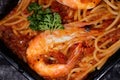 Yummy Spaghetti with seafood Royalty Free Stock Photo