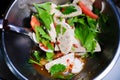 Yummy Spicy Vietnamese Sausage Salad mixing in bowl ,This is an easy simple recipe