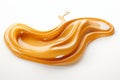 Yummy sweet caramel sauce, delicious caramel sauce swirl 3D splash. Advertising design elements isolated on white background.