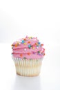 Yummy vanilla cupcake on white background vertical Royalty Free Stock Photo