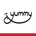 Yummy vector lettering with tongue licking lips Royalty Free Stock Photo