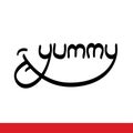 Yummy vector lettering with tongue licking lips