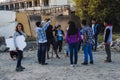 Yungay, Peru, August 5, 2014: NGO cooperators teaching short films workshop to a group of humble teenagers