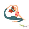 Yuong cute girl in yoga pose color illustration isolated on white Royalty Free Stock Photo