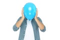 Yuong man with balloon Royalty Free Stock Photo