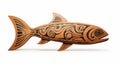 Yupik Art Inspired Wooden Fish With Ornamental Design