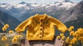 Yupik Art Inspired Yellow Sweater With Fine Feather Details