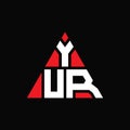 YUR triangle letter logo design with triangle shape. YUR triangle logo design monogram. YUR triangle vector logo template with red Royalty Free Stock Photo