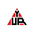 YUR triangle letter logo design with triangle shape. YUR triangle logo design monogram. YUR triangle vector logo template with red Royalty Free Stock Photo