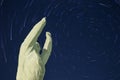 Yuri Gagarin monument. Baikonur. Startrails background.