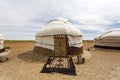 Yurt campsite in the Kyzylkum desert in Northern Uzbekistan, Asia