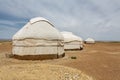 Yurt campsite in the Kyzylkum desert in Northern Uzbekistan, Asia