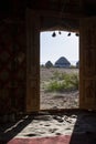 Yurt door nomadic houses camp at mountain valley in Central Asia. Kyrgyz yurt in the middle of the mountains, Isikul area, Royalty Free Stock Photo