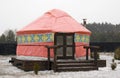 Yurt. Mongolian Yurt. Glamping. Dwelling of Turkic and Mongolian peoples. Temporary dwelling of the peoples of Central Asia