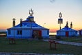 Yurts in the evening