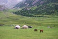 Yurts and horses in Kyrgyzstan