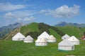 Yurts in the mountains Royalty Free Stock Photo