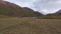 Yurts in the village in Pamir highway, Kyrgyzstan