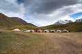 Yurts in the village on the road trip from Osh Kyrgyzstan to Tajikistan