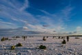 YURYEVETS, RUSSIA - MARCH 27, 2019: Men fishermen fishing in winter on the ice Royalty Free Stock Photo