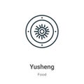 Yusheng outline vector icon. Thin line black yusheng icon, flat vector simple element illustration from editable food concept Royalty Free Stock Photo
