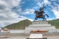 King Gesar statue. a famous landmark in the Tibetan city of Yushu, Qinghai, China. Royalty Free Stock Photo