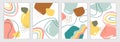 Set of abstract templates for banners, posters, flyers, covers. Vector illustration. Abstract shapes, lines and spots. Royalty Free Stock Photo