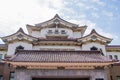 Fragment of the facade of the Sakhalin Regional Museum of Local Lore in a Japanese building in 1932 Royalty Free Stock Photo