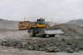 Komatsu wheel dozer working at a coal mine.