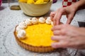 Yuzu tart and meringues Royalty Free Stock Photo