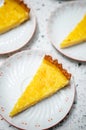 Yuzu tart slices closeup