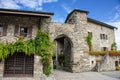 Yvoire, France. Pretty medieval village on Lake Geneva. Arched stone gate in ancient citadel walls