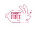 Cute Kawaii Cruelty Free No Animal Testing label design. Rabbit hare frame with love shape. Vector, illustration Royalty Free Stock Photo