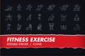 Fitness running exercise, yoga, gym element linear icon symbol collection set. Health and Wellness. Editable stroke line Royalty Free Stock Photo