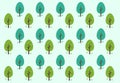 Natural fresh green woodland forest tree drawing decorative background seamless pattern illustration. Royalty Free Stock Photo