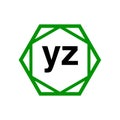 YZ company monogram with green diamond. YZ icon Royalty Free Stock Photo