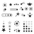 Vector dark star flat line icons set