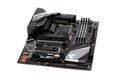 Z390 Aorus Pro Wifi modern high end motherboard with 1151 socket full shot isolated on white, bios battery and m2 slots ram, cpu