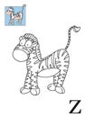 Z as zebra Italian alphabet chine coloring humorous children