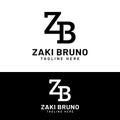 Z B ZB BZ Letter Monogram Initial Logo Design Template