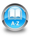 A-Z (book icon) glossy cyan blue round button Royalty Free Stock Photo