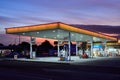 A `Z` gas station in New Zealand, lit up at night
